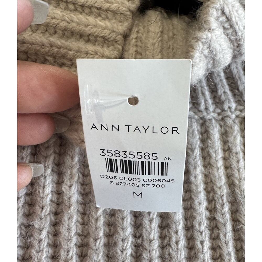 Ann Taylor Beige Heavy Knit Ribbed Mock Neck Tunic Sweater NEW Size Medium - Picture 6 of 10